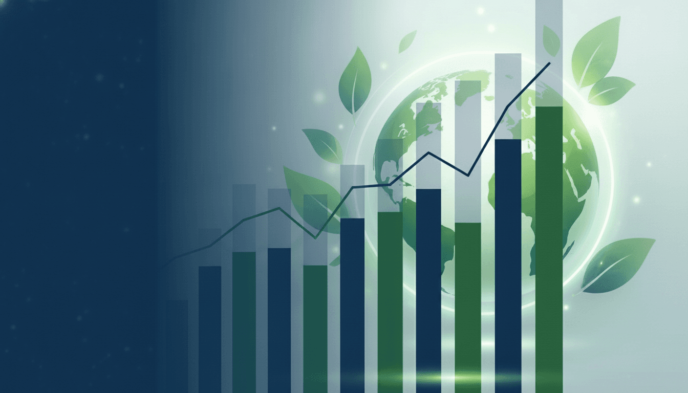Bar chart with a leaf marker for sustainability reporting dashboards