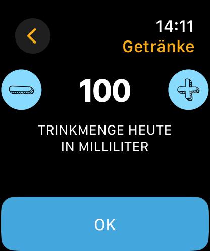 Anonymisierte Apple-Watch-Getraenke-Eingabe