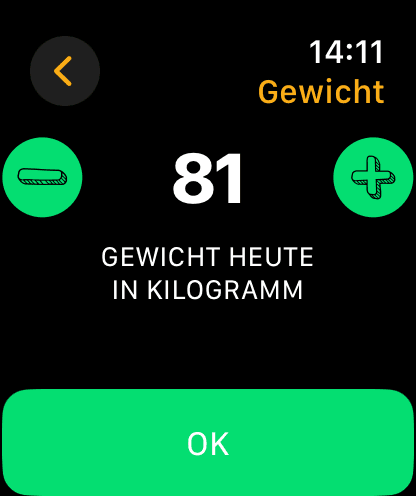 Anonymisierte Apple-Watch-Gewicht-Eingabe